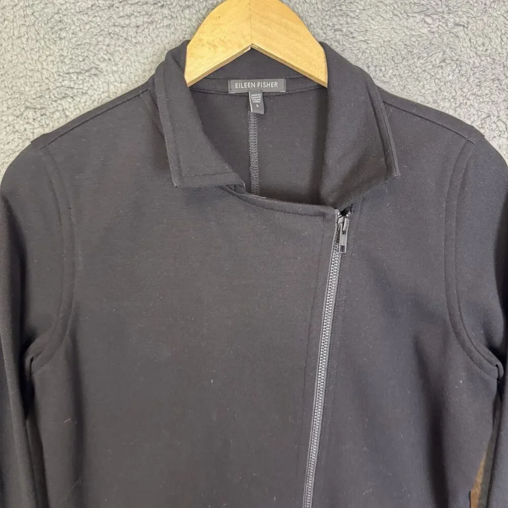 Eileen‎ Fisher Jacket Women's S Black Long Sleeves Asymmetrical Full Zip